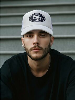 White SF Logo Trucker Hat